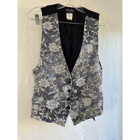 Filtal Jackets & Blazers - Filatl Vintage 90’s Whimsy Goth Floral Velvet Embroidered Vest Medium